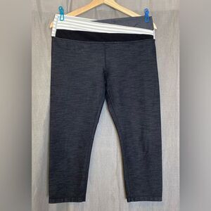 Lululemon Astro Wunder Under Crop leggings Size 8 Black Deep Coal Slub Knit